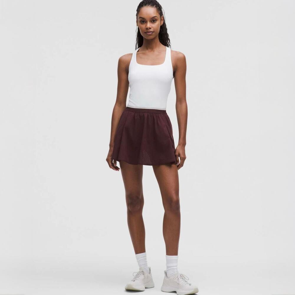 Lululemon Perforated Tennis Skirt Goodnight Plum Light Ivory Size 6 - Picture 7 of 16